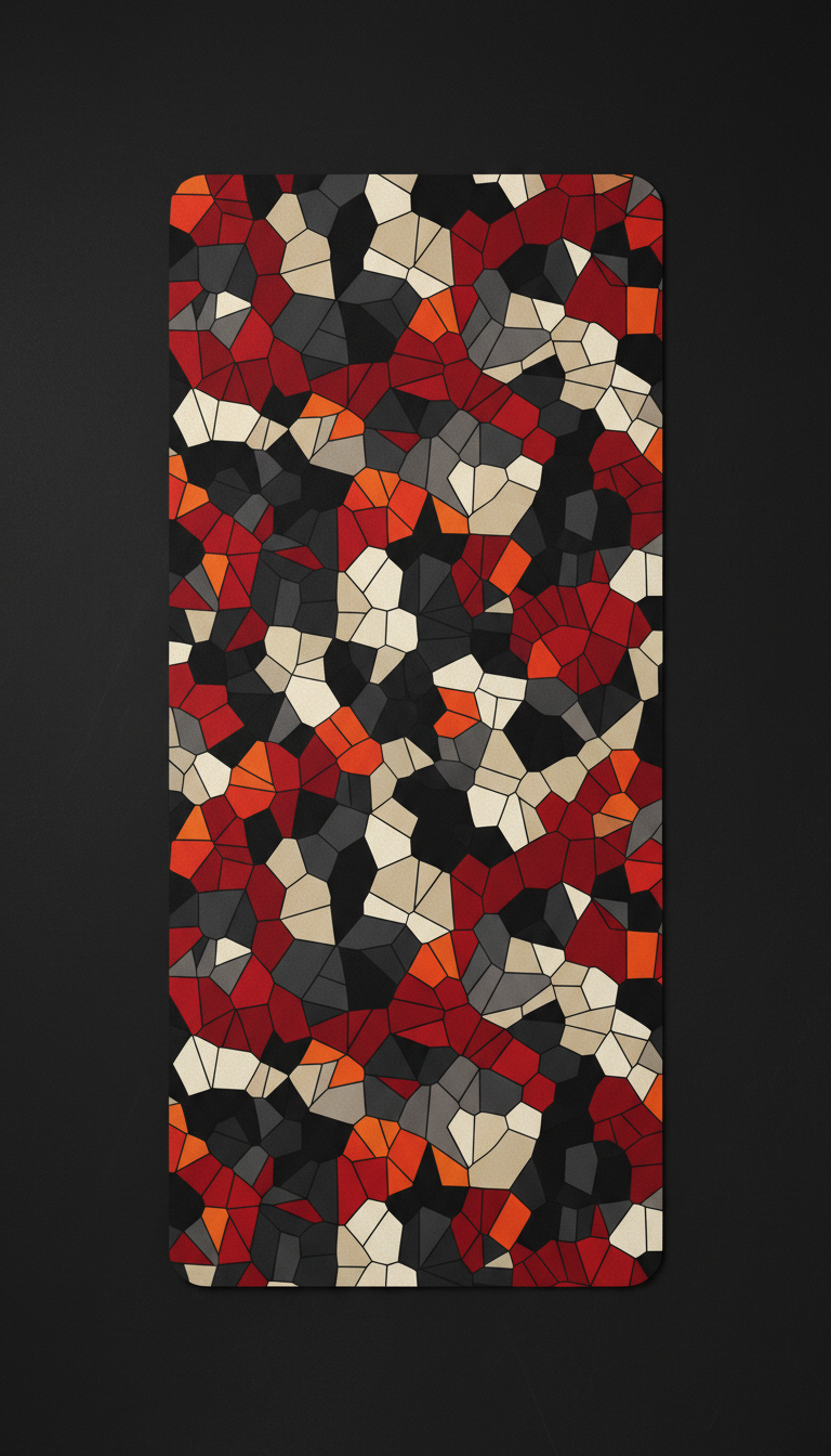Tapis yoga motif mosaïque rouge profond